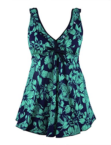 Rocorose Damen Rückenfrei Große Größen Zweiteiliger Tankini Bademode Grün Blume 50 von Rocorose