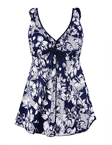 Rocorose Damen Rückenfrei Große Größen Zweiteiliger Tankini Bademode Weiß Blume 48 von Rocorose