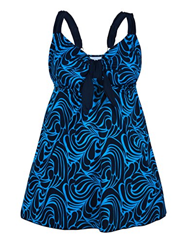 Rocorose Damen Übergröße Tankini Zweiteiliger Retro Fließend Bademode Mit Slip blauer See EU 54 (Herstellergröße CN 64) von Rocorose