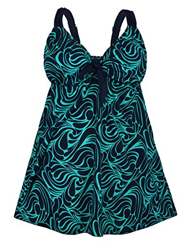 Rocorose Damen Zweiteiliger Schwimmkleid Übergröße Retro Fließend Badeanzug Mit Slip Grün UE EU 58 (Herstellergröße CN 68) von Rocorose