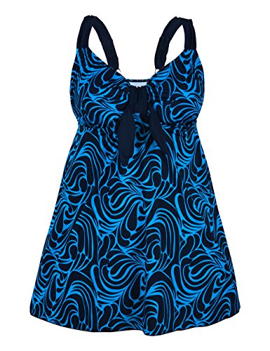 Rocorose Damen Zweiteiliger Schwimmkleid Übergröße Retro Fließend Badeanzug Mit Slip blauer See UE EU 58 (Herstellergröße CN 68) von Rocorose