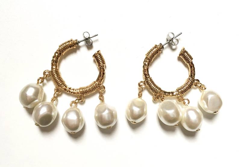 Jahrgang Swarovski Barock Perle Baumeln Creolen Gold Ton Boho von RodaLova