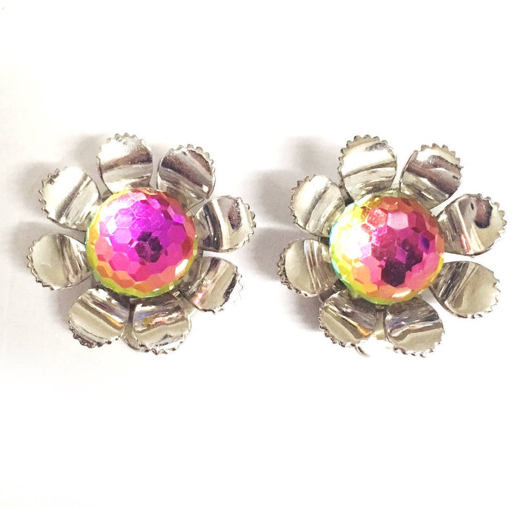 Jahrgang Swarovski Disco Kugel Crystal Aurora Borealis Silber Ton Blume Clip Ohrringe 70Er Jahre Brautjungfer Geschenk Jahrgang Swarovski Disco Kugel Crystal Aurora Borealis Silber Ton Blume Clip Ohrringe 70Er Jahre Brautjungfer Geschenk von RodaLova