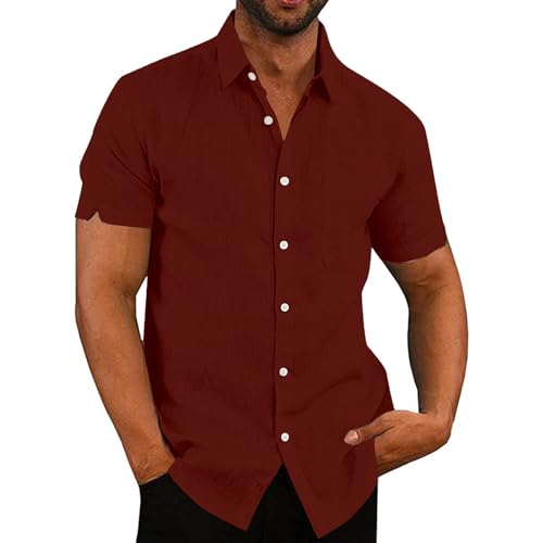 Hemden Herren Kurzarm Leinenhemd Hawaii Hemd Männer Baumwolle Freizeithemd Rot Hemd Herren Hemden Herren Kurzarm Leinenhemd Hawaii Hemd Männer Baumwolle Freizeithemd Rot Hemd Herren von Rodawu