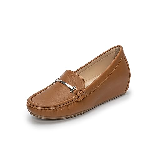 Rodawu Loafers Damen Mokassins Damen Gemütlich Slippers Freizeitschuhe Flache Fahren Schuhe Slippers Braun EU39 von Rodawu