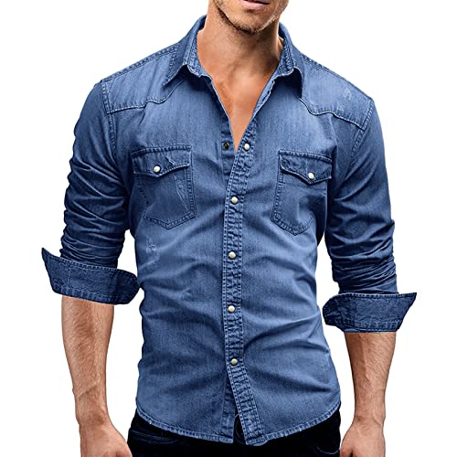 Rodawu Hemd Herren Langarm Jeanshemd Modische Cowboy Hemd Herren von Rodawu