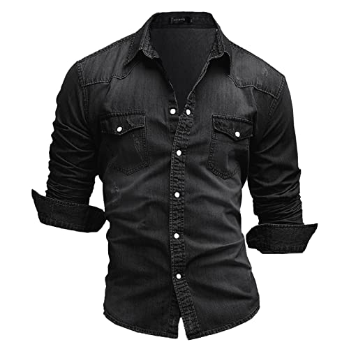 Rodawu Hemd Herren Langarm Jeanshemd Modische Cowboy Hemd Herren von Rodawu