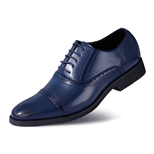 Rodawu Herren Anzugschuhe Schnürhalbschuhe Business Lederschuhe Oxford Derby Schuhe Hochzeit Schuhe Dunkelblau 40 von Rodawu