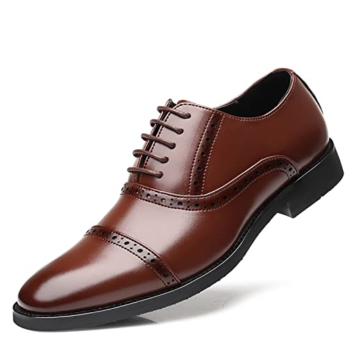 Rodawu Herren Anzugschuhe Schnürhalbschuhe Business Lederschuhe Oxford Derby Schuhe Hochzeit Schuhe Dunkelbraun 42 von Rodawu