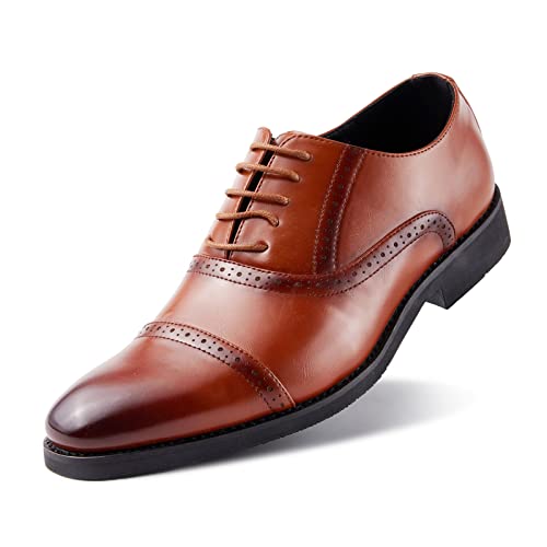 Rodawu Herren Anzugschuhe Schnürhalbschuhe Business Lederschuhe Oxford Derby Schuhe Hochzeit Schuhe Gelbbraun 45 von Rodawu