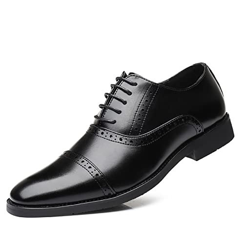 Rodawu Herren Anzugschuhe Schnürhalbschuhe Business Lederschuhe Oxford Derby Schuhe Hochzeit Schuhe Schwarz 44 von Rodawu