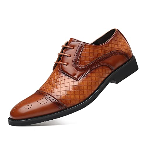 Rodawu Herren Anzugschuhe Schnürhalbschuhe Formale Business Lederschuhe Oxford Derby Schuhe Gelbbraun 43 von Rodawu