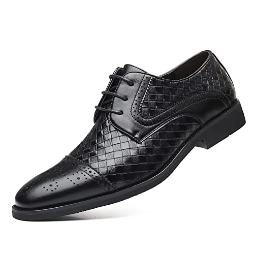 Rodawu Herren Anzugschuhe Schnürhalbschuhe Formale Business Lederschuhe Oxford Derby Schuhe Schwarz 44 von Rodawu