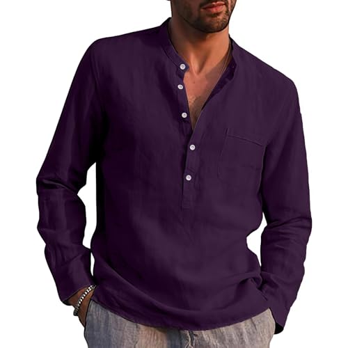 Rodawu Herren Hemd Langarm Leinen Hemden Leichtes Leinenhemd Freizeithemd Violett Hemd Herren Rodawu Herren Hemd Langarm Leinen Hemden Leichtes Leinenhemd Freizeithemd Violett Hemd Herren von Rodawu