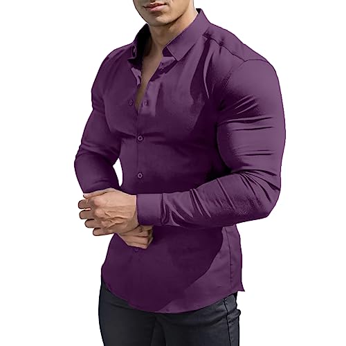 Rodawu Herren Hemden Langarm Kleid Hemd Business Casual Formal Button Down Hemden von Rodawu