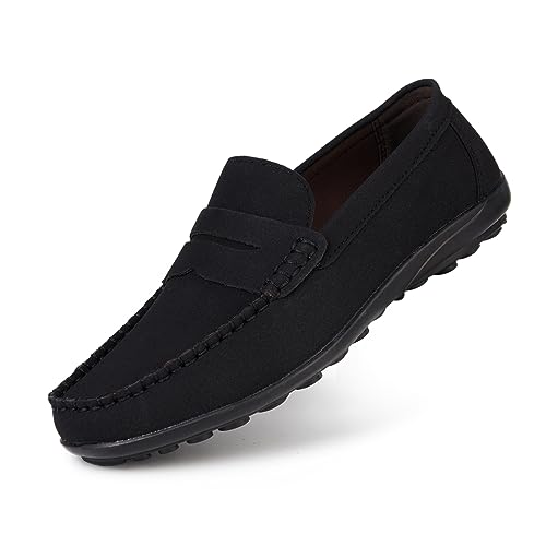 Rodawu Herren Loafer Leder Flach Mokassin Handgemachte Slip On Fahrschuhe Business Schuhe Wildleder Schwarz 44 von Rodawu