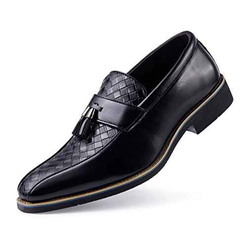 Rodawu Herren Mokassin Anzugschuhe Leder Slip on Business Herren Loafers Schwarz 40 von Rodawu