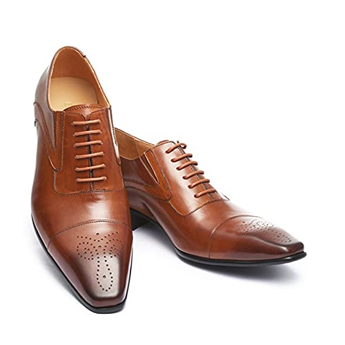 Rodawu Herren Oxford Schnürbare Schuhe Derby Brogue Vintage Leder Elegance Herren Khaki 44EU von Rodawu
