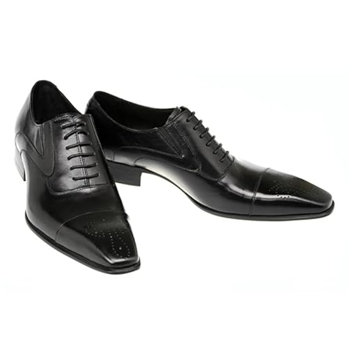 Rodawu Herren Oxford Schuhe Geschnürte Derby Schuhe Brogue Leder Vintage Elegant Schwarz 40EU von Rodawu