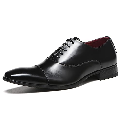 Rodawu Herren Oxford Schuhe Geschnürte Derbys Brogue Leder Vintage Elegant Schwarz 40EU von Rodawu