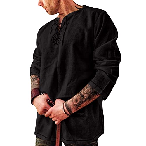 Rodawu Leinenhemd Herren Langarm Mittelalter Wikinger Hemden Freizeithemd Schwarz Hemd Herren Rodawu Leinenhemd Herren Langarm Mittelalter Wikinger Hemden Freizeithemd Schwarz Hemd Herren von Rodawu
