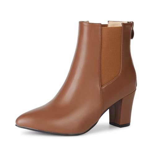 Rodawu Stiefeletten Damen Chelsea Boots Damen Stiefeletten Damen mit Absatz Ankle Boots Damen Braun 38 von Rodawu