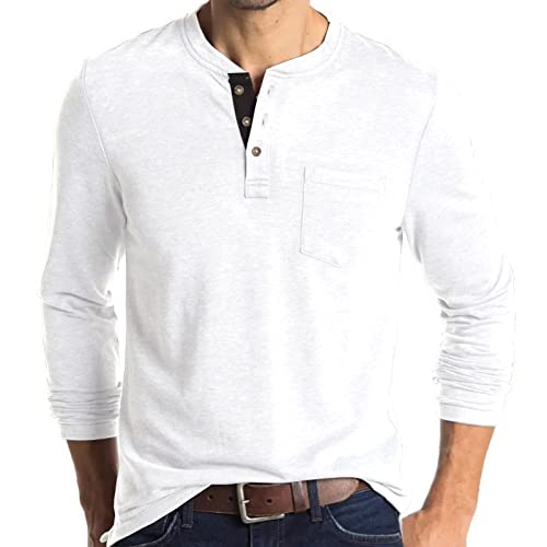 T Shirts Männer Henley Shirt Herren Langarm Poloshirt T Shirt Herren Weiß T Shirts Männer Henley Shirt Herren Langarm Poloshirt T Shirt Herren Weiß von Rodawu