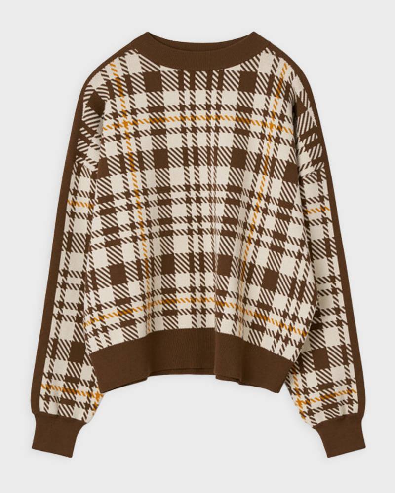 Rodebjer Sweater Reilly Eco Check Brown von Rodebjer