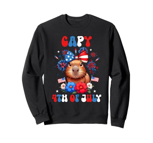 Capy 4th July Capybara Patriotic Floral Costume Girl Women Sweatshirt von Rodent 4th Of July Costume