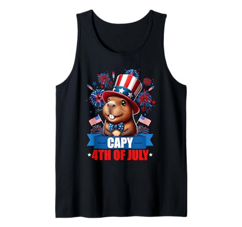 Capy 4th Of July US Flag Capybara Patriotic Costume Boys Men Tank Top Capy 4th Of July US Flag Capybara Patriotic Costume Boys Men Tank Top von Rodent 4th Of July Costume