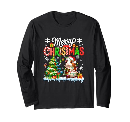 Frohe Weihnachten Santa Meerschweinchen buntes Kostüm Kinder Langarmshirt von Rodent Christmas Costume