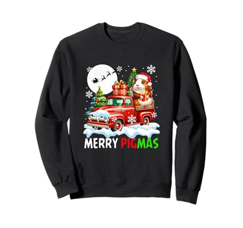 Merry Christmas Santa Guinea Pig On Pickup Truck Owner Kids Sweatshirt von Rodent Christmas Costume