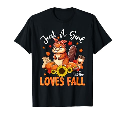 A Girl Loves Fall Thanksgiving Signs Beaver Bow Tie Autumn T-Shirt von Rodent Thanksgiving Costume