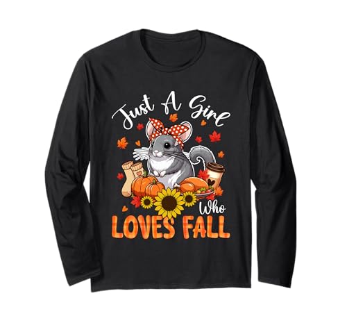 A Girl Loves Fall Thanksgiving Signs Chinchilla Bow Tie Langarmshirt von Rodent Thanksgiving Costume