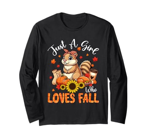 A Girl Loves Fall Thanksgiving Signs Gopher Bow Tie Autumn Langarmshirt von Rodent Thanksgiving Costume