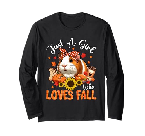 A Girl Loves Fall Thanksgiving Signs Guinea Pig Bow Tie Langarmshirt von Rodent Thanksgiving Costume