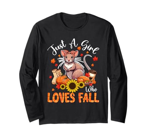A Girl Loves Fall Thanksgiving Signs Kangaroo Rat Bow Tie Langarmshirt von Rodent Thanksgiving Costume