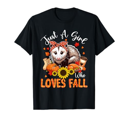 A Girl Loves Fall Thanksgiving Signs Opossum Bow Tie Autumn T-Shirt von Rodent Thanksgiving Costume