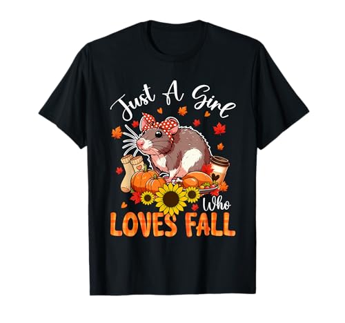 A Girl Loves Fall Thanksgiving Signs Rat Bow Tie Autumn T-Shirt von Rodent Thanksgiving Costume