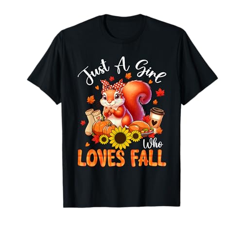 A Girl Loves Fall Thanksgiving Signs Squirrel Bow Tie Autumn T-Shirt von Rodent Thanksgiving Costume