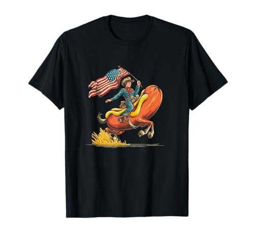 Reiten Hotdog Weenie Kostüm in US-Farben für Jungen und Mädchen T-Shirt Reiten Hotdog Weenie Kostüm in US-Farben für Jungen und Mädchen T-Shirt von Rodeo Hotdog Outfit
