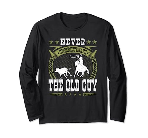 Breakaway Roping Old Guy Cowboy Rodeo Herren Wadenseil Langarmshirt Breakaway Roping Old Guy Cowboy Rodeo Herren Wadenseil Langarmshirt von Rodeo Jaripeo Team Roping Wild West Country Outfit