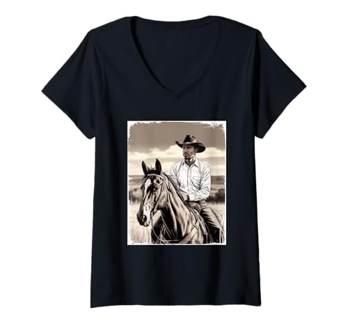 Damen Western Cowboy Spruch Reiter auf Pferd Rustikale Landkunst T-Shirt mit V-Ausschnitt Damen Western Cowboy Spruch Reiter auf Pferd Rustikale Landkunst T-Shirt mit V-Ausschnitt von Rodeo Quote Ranch Life Americana Frontier Style