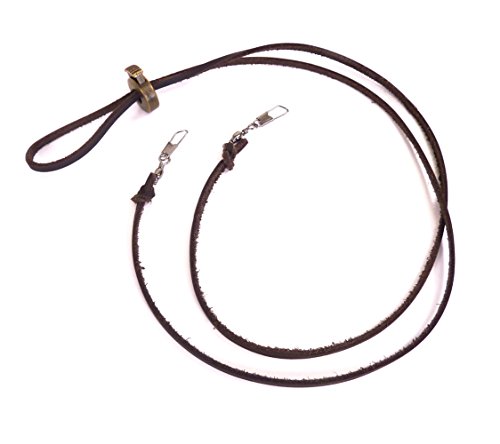 Westernwear-Shop Lederkinnriemen mit Haken 110 cm Extra Lang braun - Vintage Style Kinnriemen Chinstrap Hutfangband für Hüte Westernhüte Cowboyhüte Lederhüte mit Ösen oder Lederbefestigungsösen Braun von Westernwear-Shop