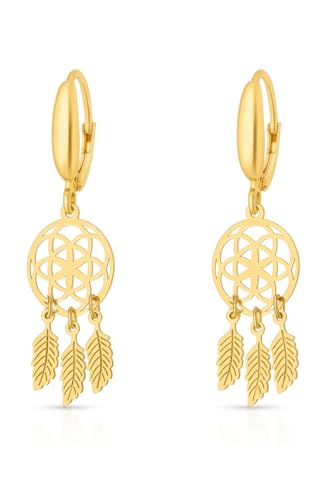 RODIUM - Gold Ohrringe Damen 585 Echtgold, Traumfänger Ohrringe für Frauen von Rodium