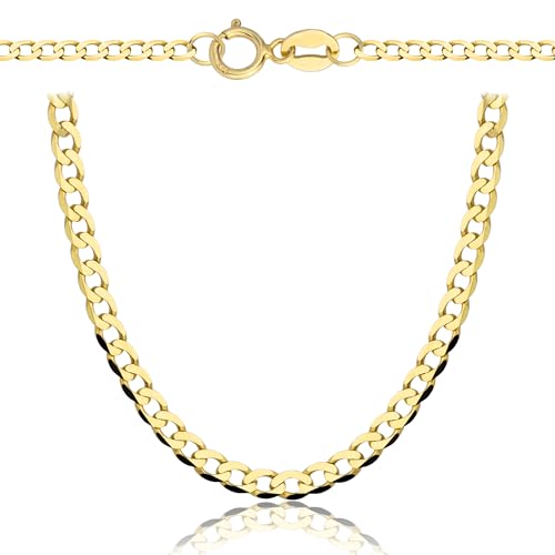 Rodium – Goldkette 14 Karat (585) Unisex, Goldkette Damen und Goldkette Herren, Cuban Chain, Panzerkette Gewicht 1.60g, Gold Kette Breite 1.60cm, Länge 45cm, Unisex Necklace von Rodium