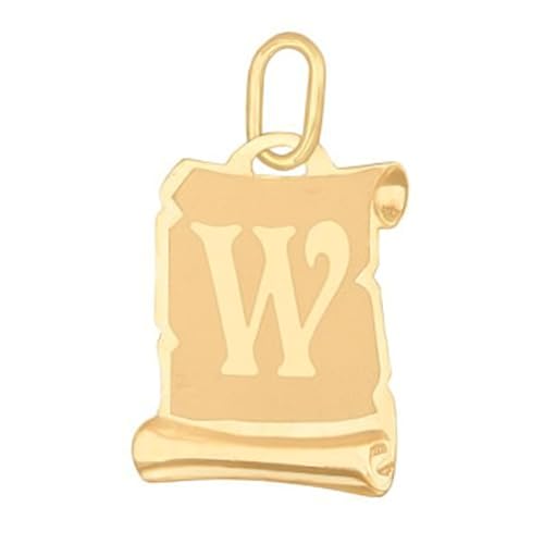Rodium - Goldene Anhänger Buchstabe, 14 Karat Gold/ 585er Feingehalt, Charms für Halskette oder Ketten Armband, Ideales Geschenke für Damen, Kettenanhänger für Goldschmuck - W von Rodium
