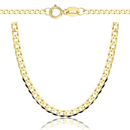 Rodium – Goldkette Herren 585 Echtgold Panzerkette 2.3 mm, 50 cm Länge, Halskette Herren Gold, Kubanische Kette für Männer, Gewicht 4.50g von Rodium