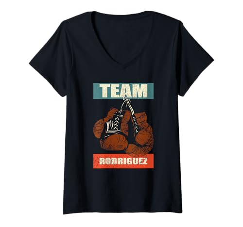 Damen Rodriguez Nachname Retro Family Boxhandschuhe T-Shirt mit V-Ausschnitt Damen Rodriguez Nachname Retro Family Boxhandschuhe T-Shirt mit V-Ausschnitt von Rodriguez Shirt Boxing Family Vintage Box