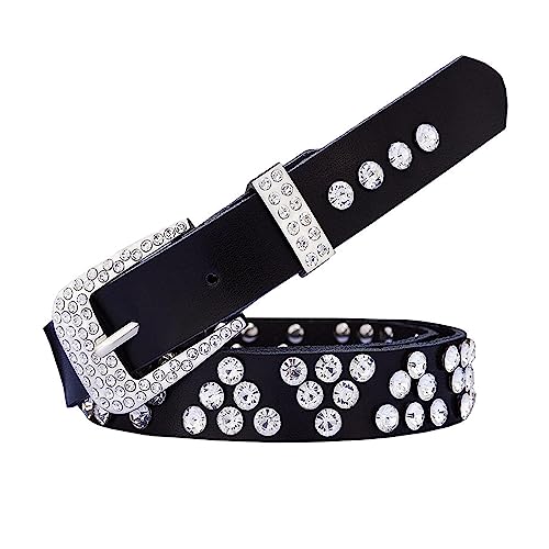Rodsah 2,3 cm schmaler Strass-Ledergürtel für Damen, Diamantriemen für Jeansbund,Schwarz,90cm Rodsah 2,3 cm schmaler Strass-Ledergürtel für Damen, Diamantriemen für Jeansbund,Schwarz,90cm von Rodsah